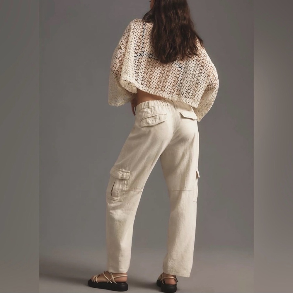 Anthropologie | Pilcro Slim Linen Beach Cargo Pants